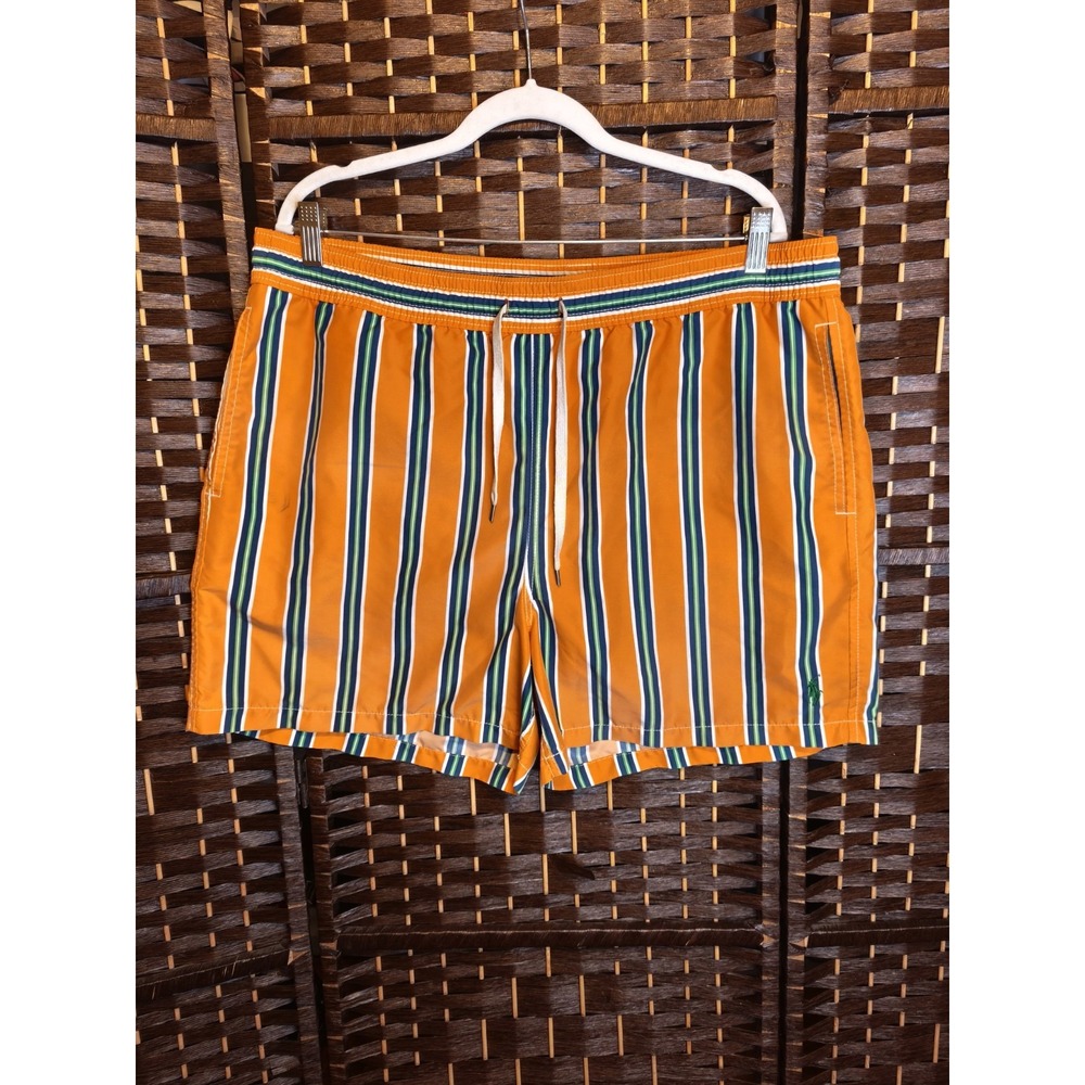 Polo Ralph Lauren Men's Swim Trunks Shorts Unlined Striped Vintage Pony Logo‎ XL